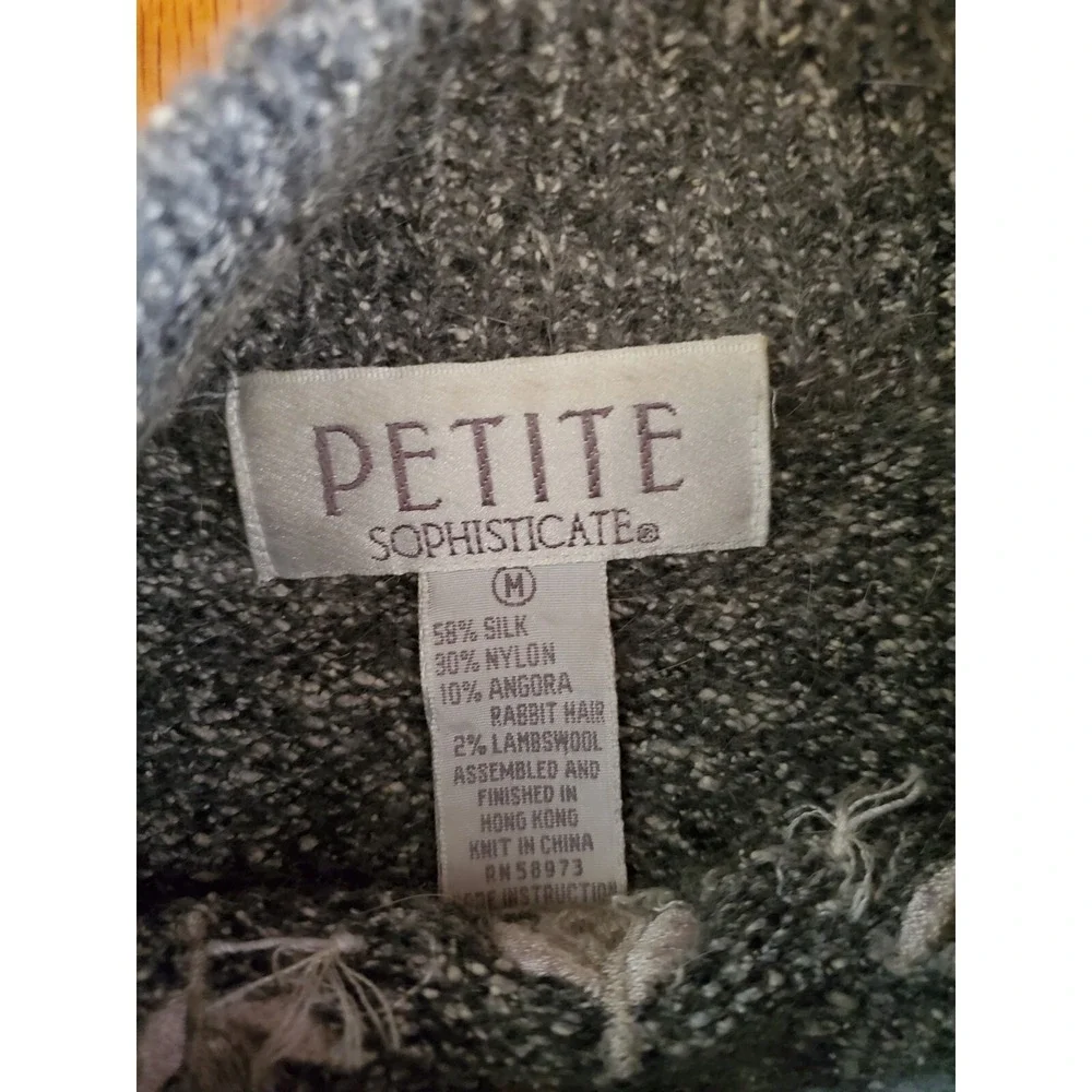 vintage petite sophisticate Silk Angora Lambswool‎ Knit Blue Womens Sweater Med